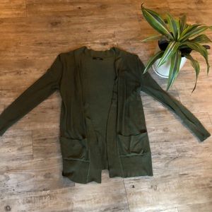 Olive green long cardigan